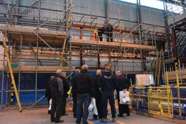 Guests watch Simian's Scaffolders Rescue demonstration. 