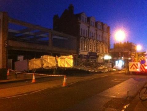 Road Closed After Scaffold Collapse