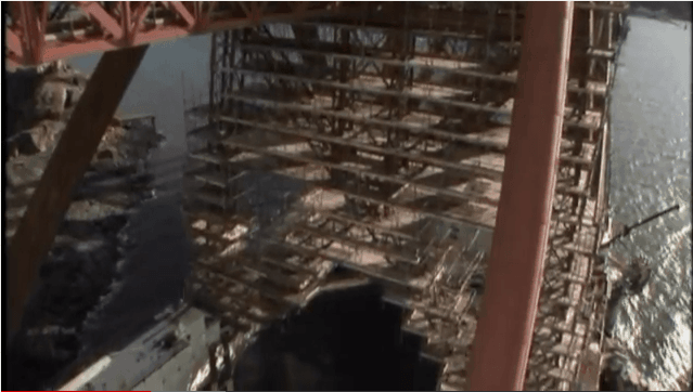 Insight into scaffolding on the Forth Rail Bridge