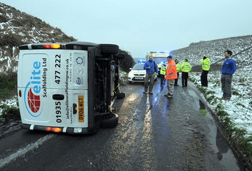 Scaffolding van overturns in Weymouth