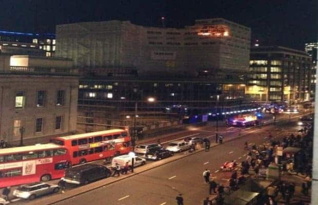 London Bridge closed after fire breaks out on scaffolding