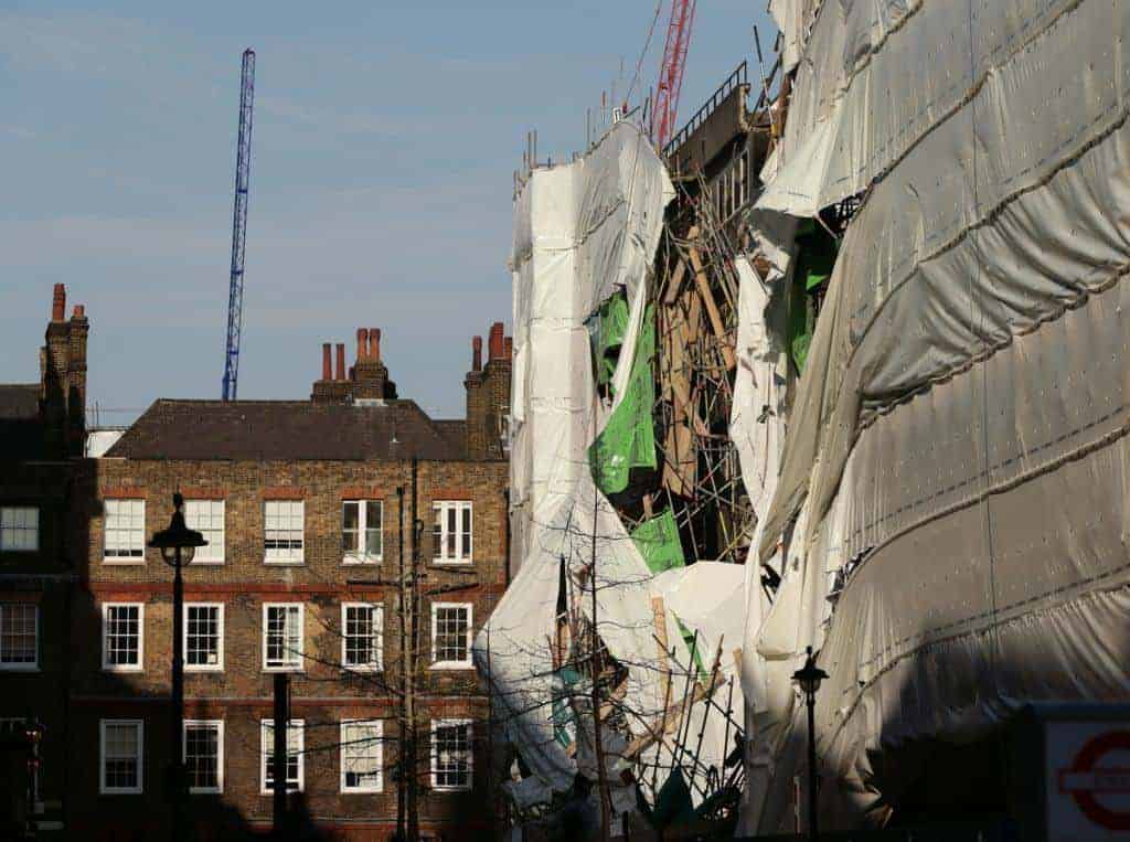 Scaffolding Gives Way After Major Building Collapse In London