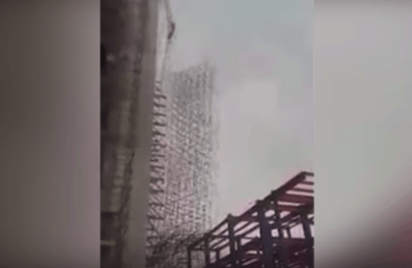 35-storey scaffolding demolished by mother nature