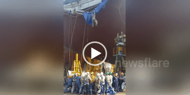 Video: Man falls 30 feet after scaffolding accident