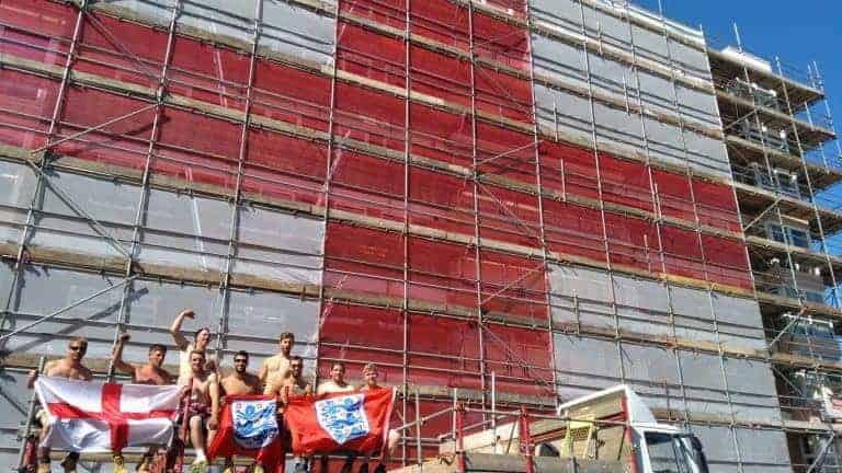 World Cup fever grows for these scaffolders