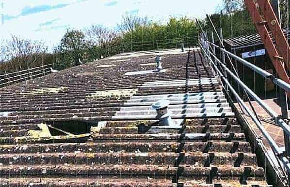 Scaffolder falls through skylight