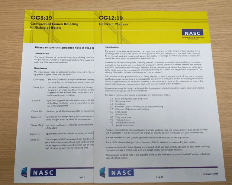 NASC Guidance Notes Updated
