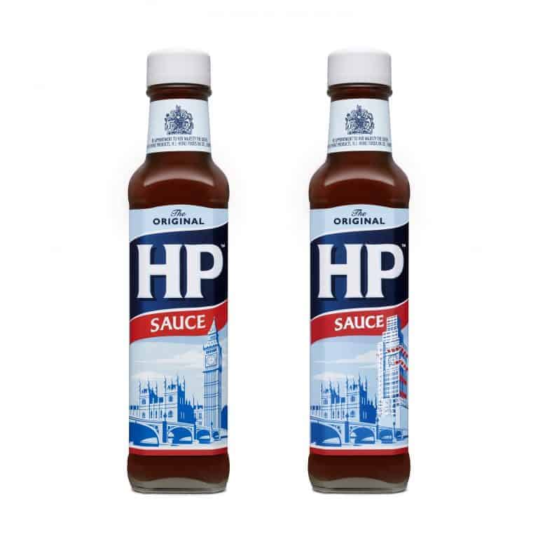 HP Sauce old and new showing Big Ben / Houses of Parliament