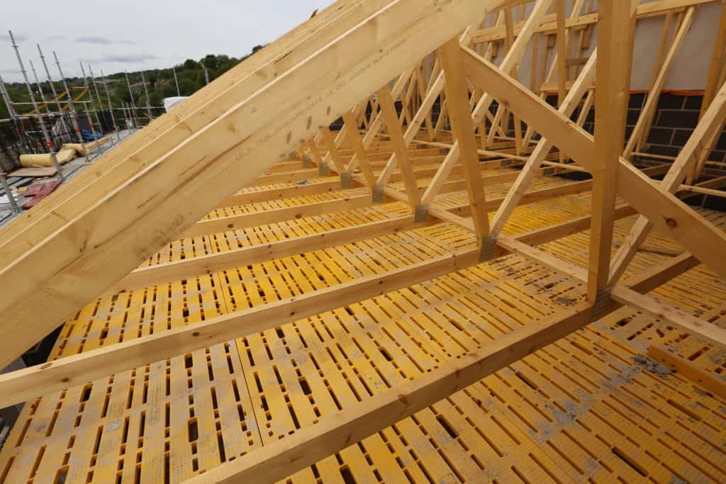 TRAD Deck shown under roof trusses