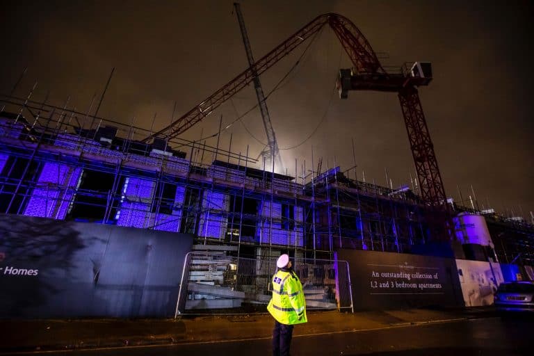High winds bring down crane jib