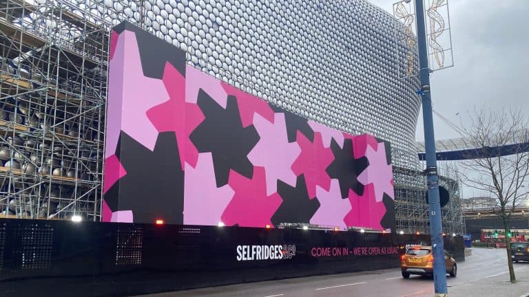 The UK's biggest scaffold wrap installation gets underway.