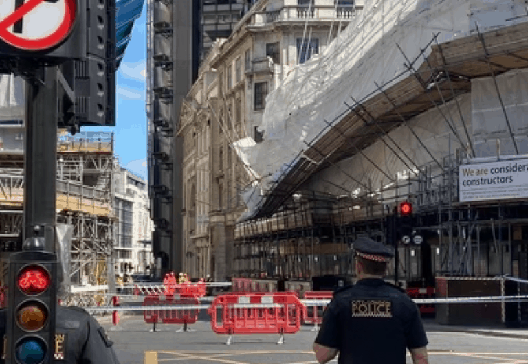 Scaffolding falls after London demo incident