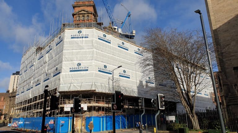 ITP’s Powerclad scaffold sheeting has been chosen to provide containment and protection throughout a landmark redevelopment in Leeds.