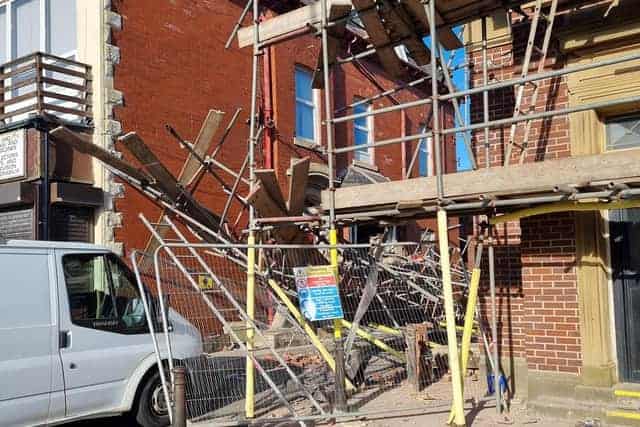 A scaffold collapse in the Lytham Road area of Blackpool on Monday, 3rd April, has left two workers with serious injuries. 