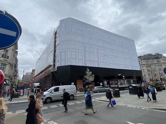 Innovative scaffolding techniques and a relentless focus on safety are transforming a landmark building on London's iconic Oxford Street.