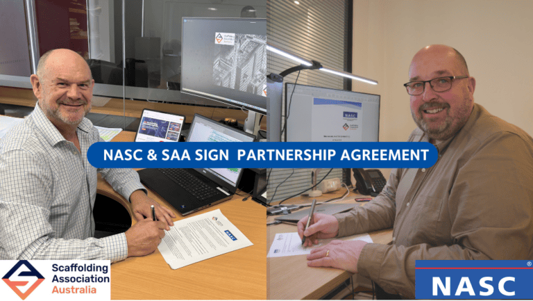 The UK’s National Access and Scaffolding Confederation (NASC) and the Scaffolding Association Australia (SAA) have signed a Memorandum of Understanding (MoU) aimed at strengthening international cooperation