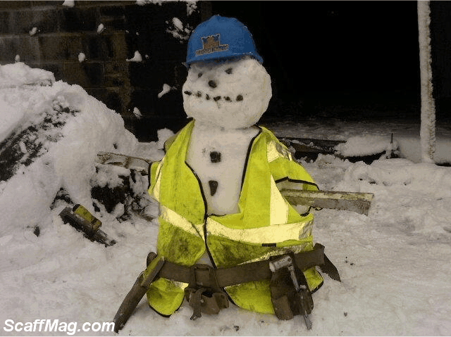 scaffolding snowman