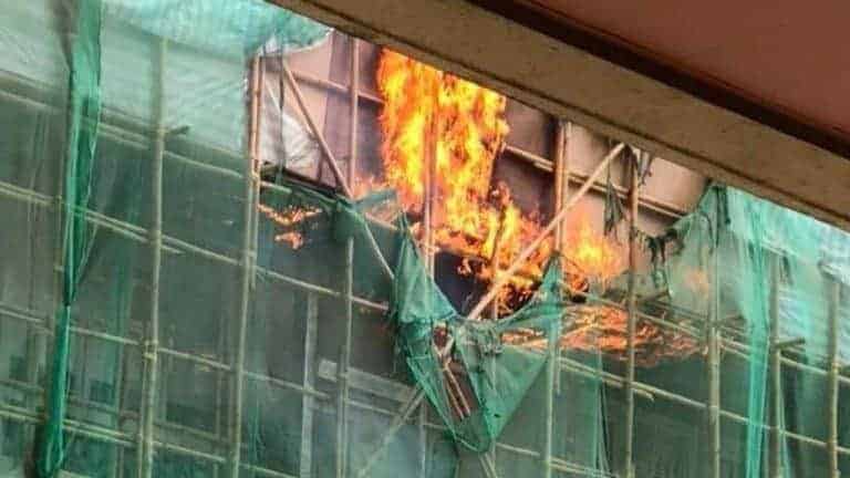 430 people evacuated from Hong Kong hospital after scaffolding catches fire