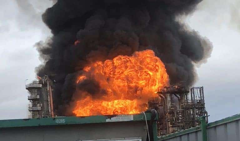 Scaffolders run for their lives after explosion at Stanlow oil refinery