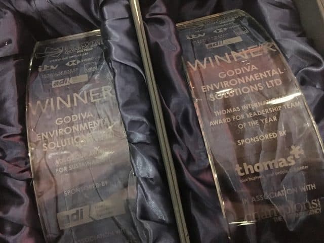 image shows the 2 awards Godiva won