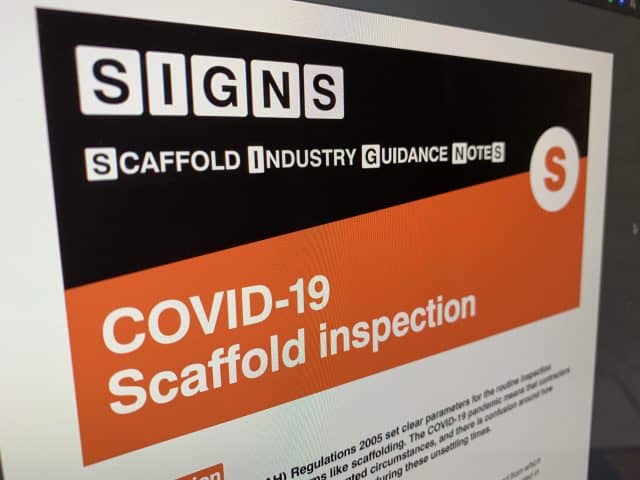 Scaffolding Association Issues Emergency Industry Guidance Notes on Scaffolding Inspections