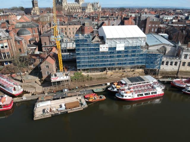 IBN Scaffold Access Ltd and UK System Scaffold Hire have worked together to install a temporary roof over the main hall on York’s Guildhall