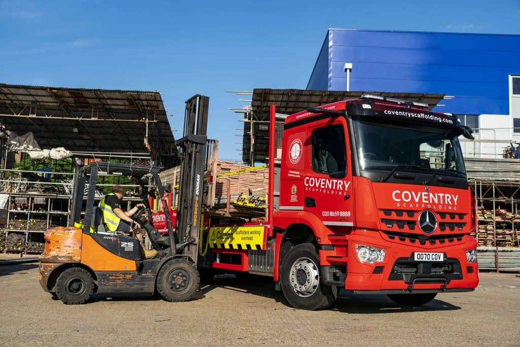 After more than 70 years in business Coventry Scaffolding has commissioned its first Mercedes-Benz truck, a 26-tonne Arocs