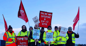 Scaffolders on strike at British Steel in Scunthorpe