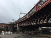 A warning has been issued by Network Rail after a scaffolder plunged into a river in Glasgow while dismantling a scaffold over water.