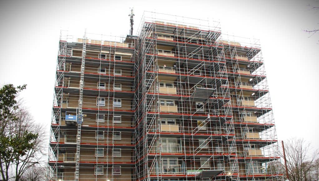 SDS has made extensive use of the world-renowned Layher Allround system while carrying out a high-rise refurbishment project to Havant Towers, located in Havant, Hampshire. 