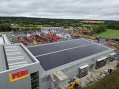 system scaffolding giants PERI UK has installed Photovoltaic (PV) cells at its three logistics depots across the United Kingdom.