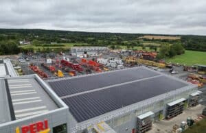 system scaffolding giants PERI UK has installed Photovoltaic (PV) cells at its three logistics depots across the United Kingdom.