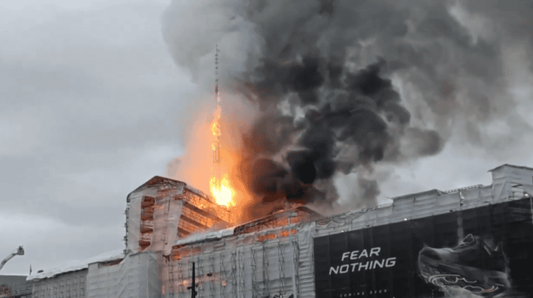 Scaffolding Scrutinised as Copenhagen’s Historic Stock Exchange Ravaged by Fire