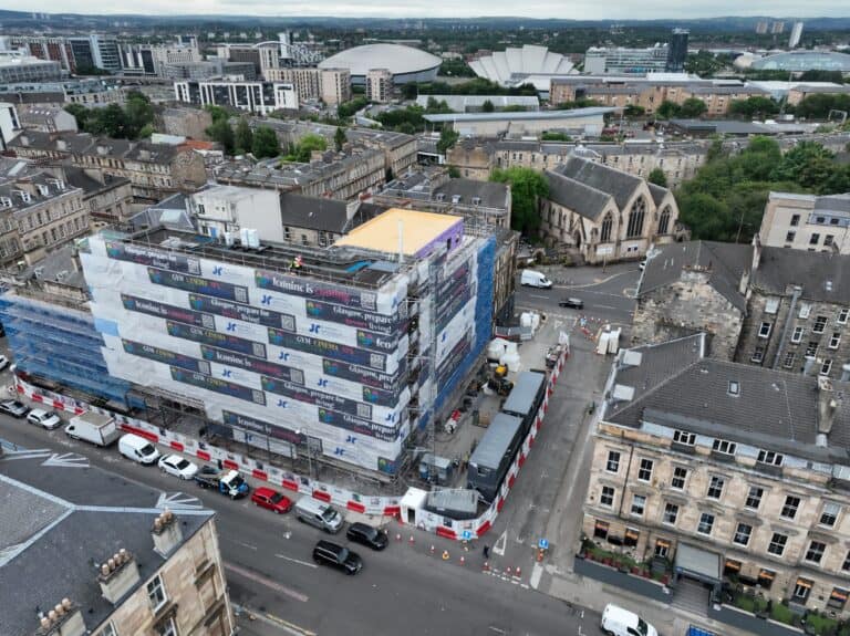 JR Scaffold Supports Glasgow Hotel’s Student Housing Makeover