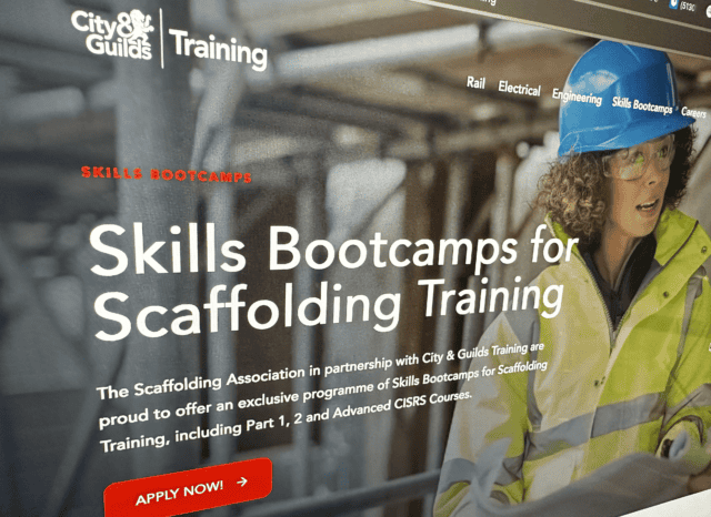 The Scaffolding Association has announced a landmark partnership with City & Guilds Training to deliver exclusive Skills Bootcamps for scaffolding training.