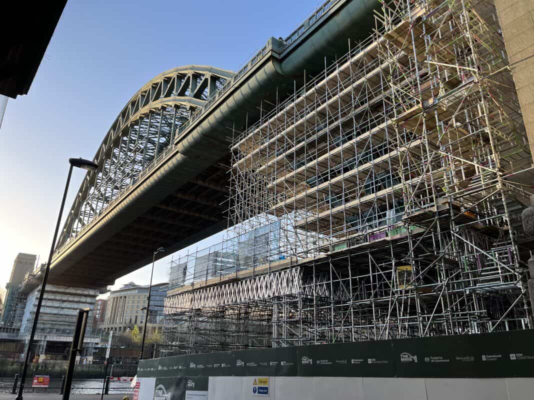 Work on the iconic Tyne Bridge has taken a significant step forward as scaffolding is set to span the River Tyne in the next phase of its comprehensive restoration project.