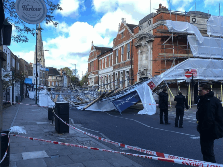 Scaffolding Collapses Onto Van in North London