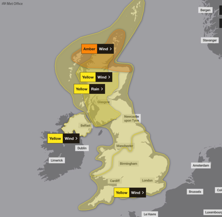 Storm Amy set to hit UK with severe winds and rain